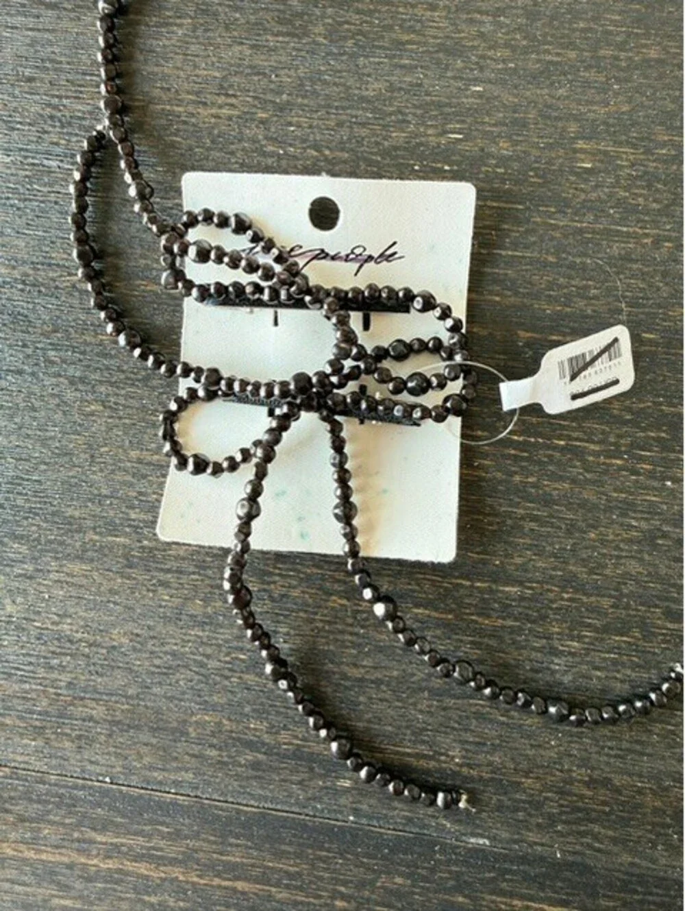 NWT Free People black beaded 2 hair bows - NEW